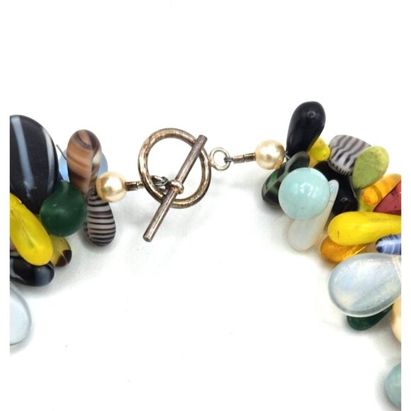 Multicolor Cluster Bead Necklace With Toggle Clasp - 16" - Picture 2 of 3